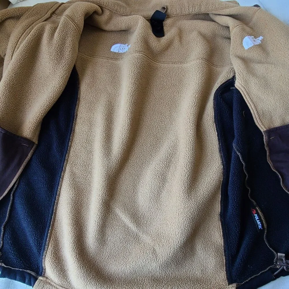 The North Face Polartec Fleece Jacket Tan Brown Full Zip Men's Small Jacket